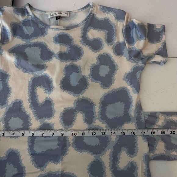 Michael Edwards Blue Animal Print Tie Front Stretch Jersey Dress Women's Large - Picture 10 of 11